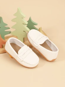 1 Pair Baby Sneakers, Faux Suede Uppers, Slip-On, Toddler Boys And Girls Casual Walking Shoes, Suitable For School And Activities - White - View 2