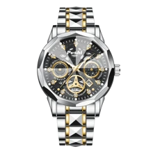 Men's Sport Watch - Official Authorized By POSHI Multifunctional Chronograph With 30M Waterproof & Luminous Nightlight, Stainless Steel Band, 2-Year Warranty For Business, Gym & Casual (2 Colors)