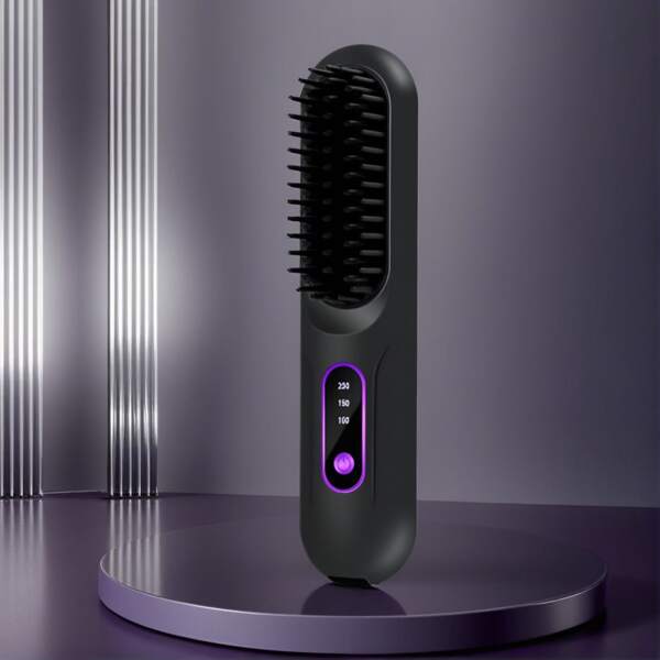 Rechargeable Handheld Hair Straightener, 3 Temperature Settings, USB Charging, 4000mAh Lithium Battery, Portable Straightening Comb For Travel, Hair Styling Tool For Women,For Home, Travel, Dorm, Outdoor Camping, With Comb & Hair Clip Accessories