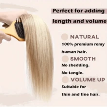 Clip In Hair Extensions Real Human Hair Bleach Blonde 120Gram 8Pcs 18Clip Full Head Double Weft Invisible Straight Remy Hair Extensions Clip In ( #12/613 Color) - S12/613 - View 9