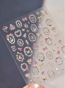 1pc 5D Crystal Diamond Nail Sticker Mix Pink Swan Flower Frame Butterfly Self Adhesive Nail Art Stickers DIY Cute Decoration Parts
