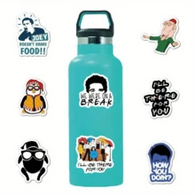 WB 50张贴纸，适用于笔记本电脑、iPad、行李箱、手机等，可爱卡通图案，适合送给家人朋友，作为独立日趣味礼物。粗犷贴纸、乙烯基贴纸、贴纸、朋友、贴纸、老友记电视剧 - 彩色 - 查看 6