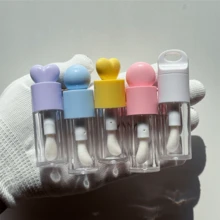 1pc 0.13oz Round Lip Gloss Tube With Brush, DIY Lip Oil, Lip Gloss, Lip Balm Tube, Makeup Sample Container, Travel Accessory