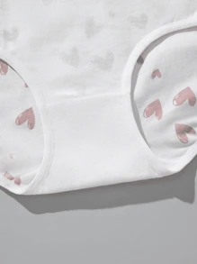 4pcs/Pack Women's Soft & Comfortable Heart Print Plus Size High Waist Briefs