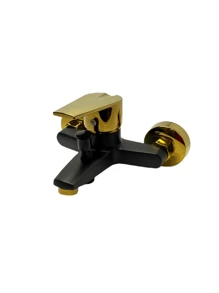 1PC Wall Mounted Bathroom Bathtub Faucet, Dual Handle Mixer Tap With Pull Switch Shower Outlet, Anti-Corrosion Smooth Paint Surface, Easy To Clean, No Electricity Required