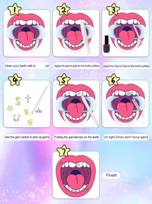 Fashion Teeth Gemstone Set, DIY Teeth Jewelry With Sparkling Crystals, Entry-Level Teeth Gemstone Decoration Set, Teeth Gemstone Set, Exquisite Teeth DIY Decoration, Caring Teeth Decoration, Graduation Season Gift
