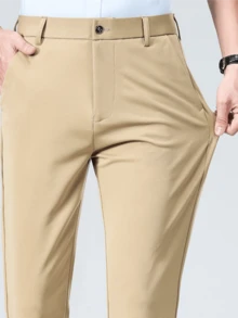 3pcs Men's Classic Design Trousers, Solid Color Stretchy Pants For Business Occasions In Spring/Summer, Elegant Luxury Style - Multicolor - View 6