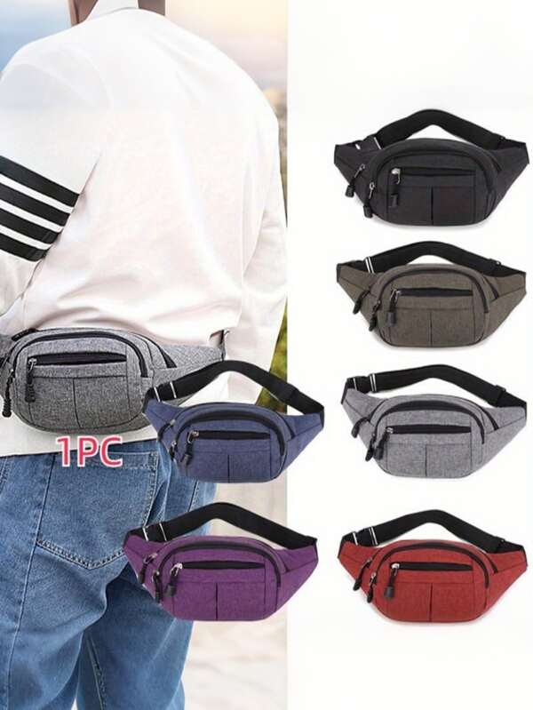 1 pièce Sac banane polyvalent pour hommes et femmes - Sac de taille imperméable avec sangle réglable, 4 compartiments spacieux et port pour écouteurs - Idéal pour les voyages, les concerts, les sports et l'utilisation quotidienne (direction de la fermeture éclair aléatoire)