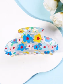 1pc Hawaiian Flower Hair Claw Clip, Suitable For Daily, Beach, Gift For Mom, Spring/Summer - Multicolor - View 3