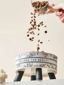 1pc 400ML Pet Food & Water Bowl With Rose Pattern - 400ml - View 4