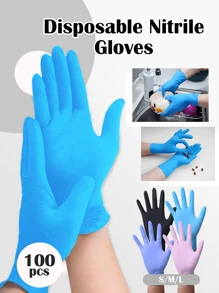 20/50/100pcs Disposable Nitrile Gloves (Blue), Latex-Free Waterproof Anti-Static Multi-Purpose Gloves, Odorless Gloves For Hair Dyeing, Salons, Cooking, Painting, Arts & Crafts, Household Cleaning, Kitchen, Bathroom, Home Goods