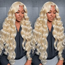 HJ WEAVE BEAUTY 613 Blonde Colored Body Wave Human Hair Weave Bundles Hair Weft Virgin Brazilian Hair Extensions For Women Double Drawn Weft Sew In Bleach And Dye Friendly 14-26 Inch Heat Resistant - S613 - 查看 7