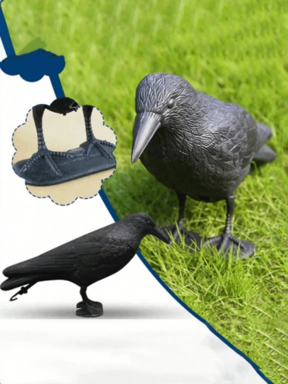 仿真乌鸦雕像鸟乌鸦雕塑户外乌鸦装饰创意花园庭院动物装饰花园外观仿真黑乌鸦乌鸦驱鸟害虫控制驱鸽子花园装饰