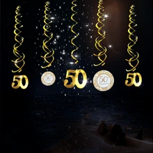 12 Peças Decorações Pendentes Espirais de PVC, Adequadas para Decoração de 50º Aniversário, 50º Aniversário de Casamento, Bottom de Festa