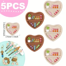 1/3/5 pièces Perles de concentration en silicone avec motif de bibliothèque d'amour pour stylos, bracelets, colliers et sangles - bijoux de bibliothèque en forme de cœur vibrante et motifs de livres et de plantes, fournitures de bijouterie artisanale, accessoires originaux, bijoux de perles en silicone, décoration de bibliothèque