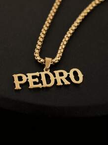 1pc Children's Customized Letter Name Necklace, Thick Chain Chain, Square Faux Pearl Pendant, Stainless Steel Bold Nameplate Necklace Personalized Jewelry Party Anniversary Gift Children's Party Children Wear Jewelry Necklace, Simple And Atmospheric, Holiday Gifts Versatile Clothes,Letter,Engraved,Ornamental,Exquisite,Stylish,Modern,Custom,Personalised,Unique,Customized,Baby Gifts,Ideal Gifts For Him,Ideal Gifts For Her,Son,Daughter