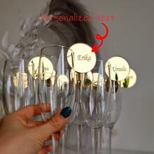 Personalized Acrylic Wine Glass Label Special Tag,Wedding Place Card Ideas Glass Marker Wine Charm Wedding Drink Tags Champagne Charms Drink Label Glass Charm Disc Name Tags Circle