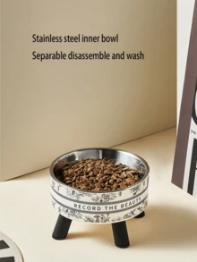 1pc 400ML Pet Food & Water Bowl With Rose Pattern - 400ml - View 8