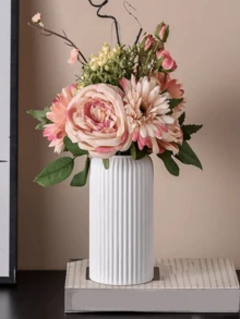 1 件条纹塑料花瓶，牢不可破的花瓶，现代装饰花卉工艺，简单的桌面花瓶，用于干花，适用于客厅、卧室、婚礼、家居装饰、户外、母亲节礼物 - 彩色 - 查看 10