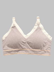 Soutien-gorge de maternité et d'allaitement avec accès pour pompe d'allaitement, en tissu doux de viscose, de couleur café