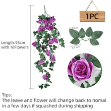 Nejlue Artificial Flowers/Plants1111 Home & Living 1/2 pièces Fleurs de rose artificielles Plante grimpante Fausse fleur pendante Feuillage artificiel Rotin faux pour décoration de maison, salle de classe, bureau, décoration d'automne, chambre, bureau, jardin, décoration de mariage de voiture, décoration d'arche de linteau, maison, salle à manger, chambre à coucher, porche avant couvert
