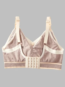 Soutien-gorge de maternité et d'allaitement avec accès pour pompe d'allaitement, en tissu doux de viscose, de couleur café