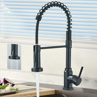 Matte Black/Brushed Nickel/Brushed Gold/Chrome Kitchen Faucet - Single Handle Pull Down Spray With Spring | Modern High Arc Design | Commercial Grade 360° Swivel | Easy Install Sink Faucet