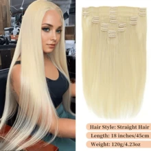 Straight Clip In Hair Extensions Real Human Hair 8pcs Clip Ins Women Brazilian Remy Human Hair 26 Inch Bleach Blonde #613 - S613 - View 2