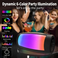 Bluetooth Speaker  Wireless RGB Sound, Wireless Audio Portable Speakers, Stereo And Bass, Variable RGB Lighting, Dual Pairing Function, Up To 5 Hours Of Playback Time, Suitable For Home, Outdoor And Party, Games - 黑色 - 查看 7