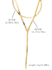 1pc Simple Long Snake Bone Chain Multi-Layer Necklace - Yellow Gold - View 4