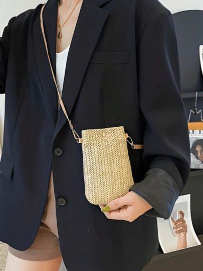 Bolsa de celular vertical trançada, bolsa de praia feminina, bolsa de ombro multifuncional, bolsa transversal para celular, bolsa de palha, bolsa transversal para moedas, bolsa de praia, bolsa transversal de ombro multifuncional, bolsa vertical trançada para celular