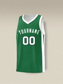 Customizable Green Basketball Jerseys, Personalized Team Names And Numbers, Heat Transfer Jerseys, Moisture Wicking Fabric, Basketball Jerseys For Men - Green - View 2