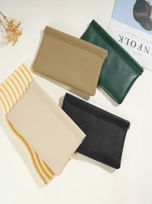 1 pezzo - Portafoglio in pelle autosigillante. Set per passaporto e patente di guida. Porta auricolari e cavo dati. Busta per contanti. Borsa per cosmetici, portafoglio, casual business per donna, portafoglio per donna