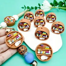 1/3/5pcs Round Bookshelf Shape 3D Silicone Focal Beads, Suitable For Pens, Bracelets, Necklaces, Pendants, Jewelry And Handmade Crafts, Silicone Loose Beads And Beads Set - Bead - View 5