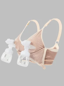 Soutien-gorge de maternité et d'allaitement avec accès pour pompe d'allaitement, en tissu doux de viscose, de couleur café