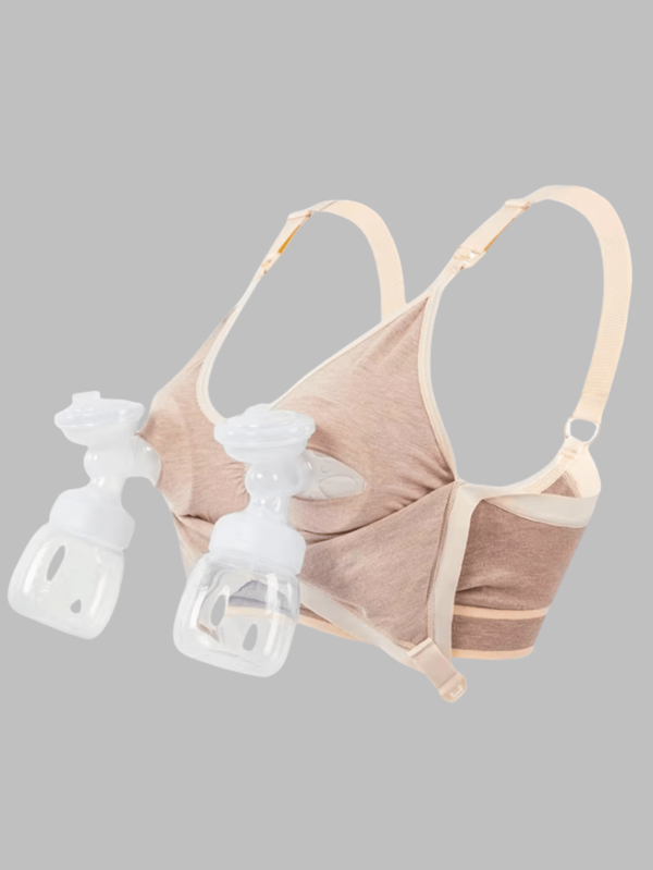 Coffee-Color Maternity Nursing Bra With Breastfeeding Pump Access, Soft Viscose Fabric