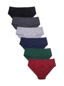6 Pack Men's 100% Cotton Tag-Free Triangle Briefs Low Rise Classics Elastic Waist Moisture Wicking Tagless Woven Relaxed Fit Underwear S-XL Regular Big & Tall For Men Comfort Soft Breathable High Quality Comfortable Fabric Menswear - 混合純色 - 查看 1