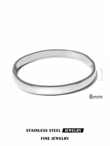60mm Simple & Fashionable Waterproof Stainless Steel Smooth Circular Women Bracelet - Silver - View 9