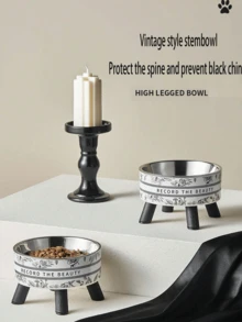 1pc 400ML Pet Food & Water Bowl With Rose Pattern - 400ml - View 2