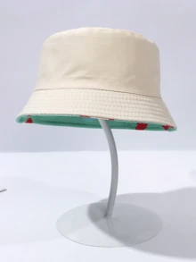 1pc 3-8Y Kids Reversible Printed Warm Protective Bucket Hat, Stylish For Daily Use And Outdoor Activities - Printing - View 5