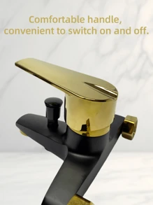 1PC Wall Mounted Bathroom Bathtub Faucet, Dual Handle Mixer Tap With Pull Switch Shower Outlet, Anti-Corrosion Smooth Paint Surface, Easy To Clean, No Electricity Required