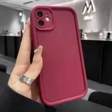 1pc Simple Solid Color Creative Ladder Design Phone Case, Matte Deep Red Brushed Soft Protective Cover, Suitable For Apple/X/11/12/13/14/15/16/Pro/Max/Plus/XR