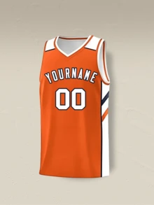 Custom Basketball Jersey Personalized Printed Reversible Customized Name Number Team Jerseys Men Women Youth Orange V-Neck Shirts Gift Sports - Orange - View 2