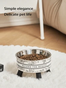 1pc 400ML Pet Food & Water Bowl With Rose Pattern - 400ml - View 5