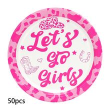 10 件/20 件/50 件粉色女牛仔纸盘女牛仔派对装饰让我们去派对装饰女牛仔主题生日派对用品包括女牛仔纸盘用于单身派对女牛仔迪斯科派对生日派对用品 - 彩色 - 查看 6