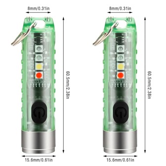 Summer Beach Holiday S11 Small Powerful Mini Keychain LED Flashlight Tactical Portable Bright Pen Torch SST20 LED USB Rechargeable IP65 Waterproof Multi Function For Emergency With Built-In Battery(Green)