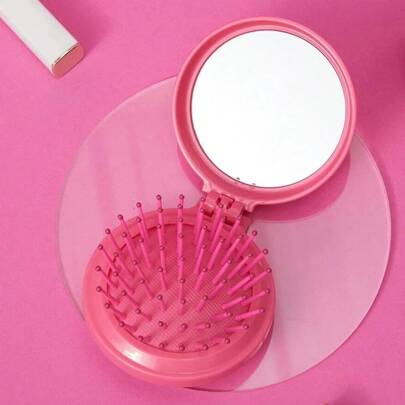 Espejo plegable y cepillo, peine de cojín de aire plegable para mujeres, espejo portátil, peine de cojín de aire, regalo para chicas, decoración del hogar, de vuelta a la escuela, decoración de la habitación, útiles escolares