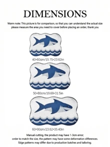 1pc Asymmetrical Shaped Shark Faux Fleece Bath Mat, Living Room Carpet, Bedroom Rug, Entrance Mat, Kitchen Mat, Bathroom Carpet, Gaming Room Rug, Home Office Carpet - Multicolor - View 6