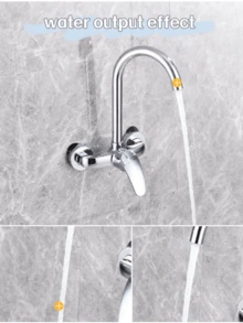 1pc Easy-Install Wall-Mounted Kitchen Faucet - Single Handle, Hot & Cold Water, Rotatable Long Spout For Sink, Bathroom, Laundry Room & Balcony Mop Bucket - (Chrome, Black,Selectable) - Multicolor - View 10