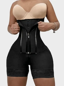 1 pieza Shorts moldeadores de cintura alta para mujer colombianos, faja moldeadora, leggings de control de abdomen, levantador de glúteos y adelgazador de muslos, con cierre de cremallera, realzador de caderas, ropa interior moldeadora de alta compresión, adecuada para diversas ocasiones y deportes.